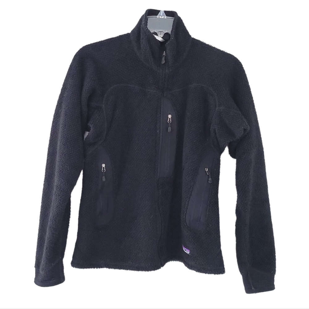 Patagonia Fleece Jacket Black Small Women Zip Up Pockets Winter Gorpcore Casual